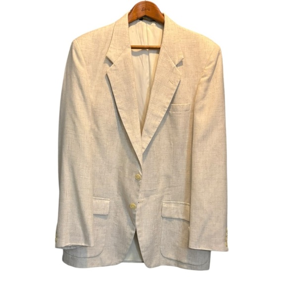 Farah Sport Coat Cream / Natural Size 42 L Two Button Woven Off White Sport Coat - Picture 2 of 12